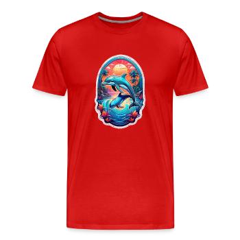Delfin & Ozean - Männer Premium Bio T-Shirt - Rot - Vorne - Damien (186cm)