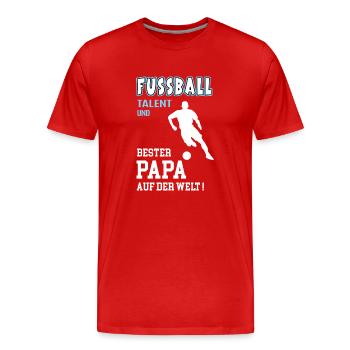 Fussballer Papa Fussball Bester Vater Geburtstag - Männer Premium Bio T-Shirt - Rot - Vorne - Damien (186cm)