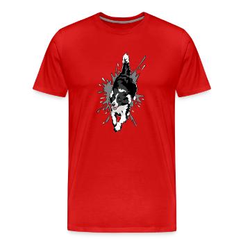 Border Collie in action - Men's Premium Organic T-Shirt - red - Front - Damien (186cm)