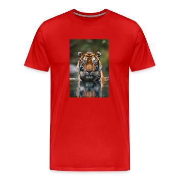 Tiger in the water | AI - Men's Premium Organic T-Shirt - red - Front - Damien (186cm)