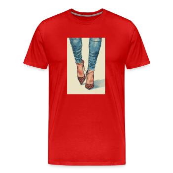 Leo Heels and Jeans | AI - Männer Premium Bio T-Shirt - Rot - Vorne - Damien (186cm)