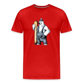 SchneeSkiBär - Männer Premium Bio T-Shirt - Rot - Vorne - Damien (186cm)