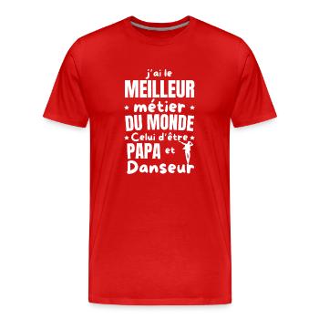 PAPA DANSEUR - T-shirt bio Premium Homme - rouge - Devant - Damien (186cm)