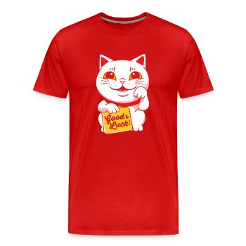 Maneki Neko Japan Lucky Charm - Men's Premium Organic T-Shirt - red - Front - Damien (186cm)