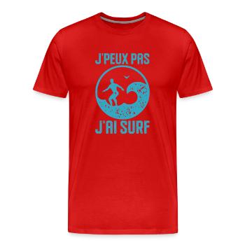 Surfeur surf - T-shirt bio Premium Homme - rouge - Devant - Damien (186cm)