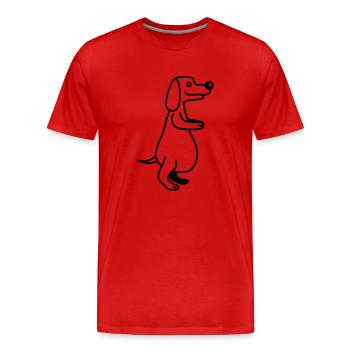 Dog Big Belly Overweight Funny Cartoon Comic - Men's Premium Organic T-Shirt - red - Front - Damien (186cm)