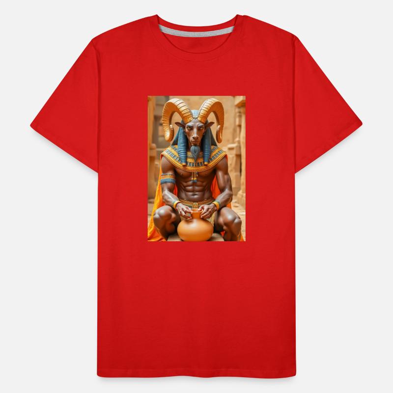 Khnum, widderköpfiger Gott, der einen Menschen aus Lehm formt. Männer Premium Bio T-Shirt