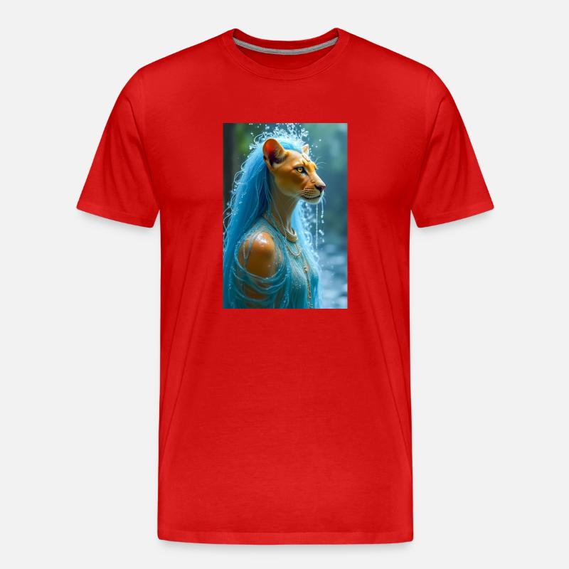 Tefnut, löwenköpfige Göttin - Männer Premium Bio T-Shirt - Rot