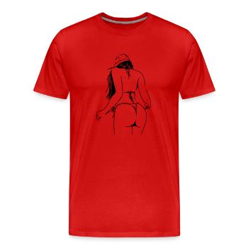 Dame im Bikini - Männer Premium Bio T-Shirt - Rot - Vorne - Damien (186cm)
