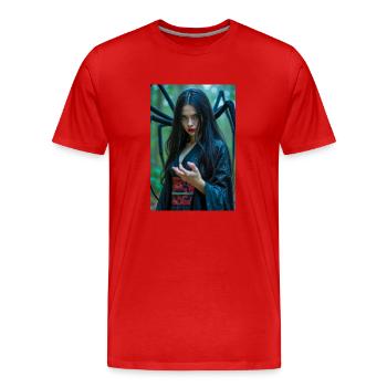 Jorōgumo Schöne und doch tödliche Spinnenfrau aus Seide - Männer Premium Bio T-Shirt - Rot - Vorne - Damien (186cm)