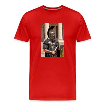 Schattenwächter wartet, slawische Wölfe heulen unter Rom - Männer Premium Bio T-Shirt - Rot - Vorne - Damien (186cm)