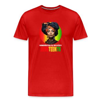 Me souvenir de mes ancêtres JUNETEENTH - T-shirt bio Premium Homme - rouge - Devant - Damien (186cm)