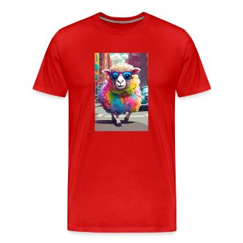 Moutons dans la ville - T-shirt bio Premium Homme - rouge - Devant - Damien (186cm)