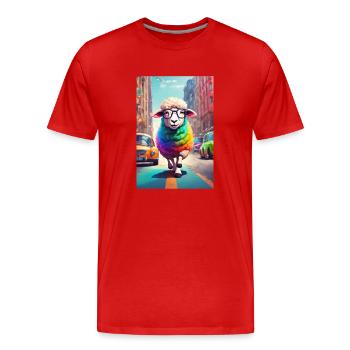 Mouton coloré de la ville - T-shirt bio Premium Homme - rouge - Devant - Damien (186cm)