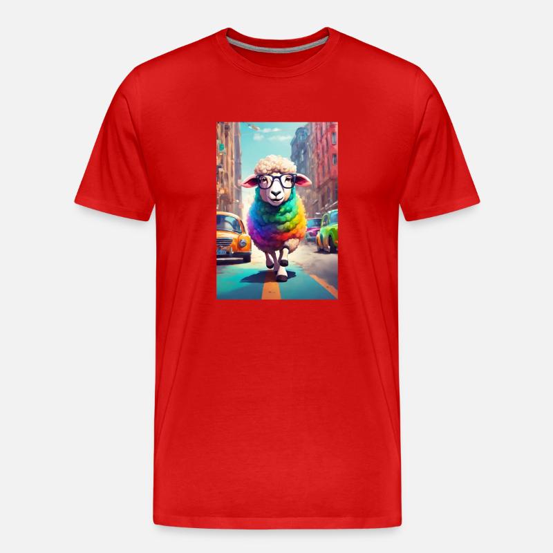 Buntes Stadtschaf - Männer Premium Bio T-Shirt - Rot