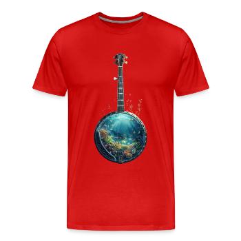 Fish Banjo - Men's Premium Organic T-Shirt - red - Front - Damien (186cm)