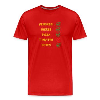 vendredi - T-shirt bio Premium Homme - rouge - Devant - Damien (186cm)