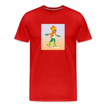 Bär auf Schlitschuhen - Männer Premium Bio T-Shirt - Rot - Vorne - Damien (186cm)