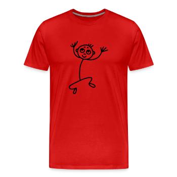 Lustiges Strichmännchen - Männer Premium Bio T-Shirt - Rot - Vorne - Damien (186cm)
