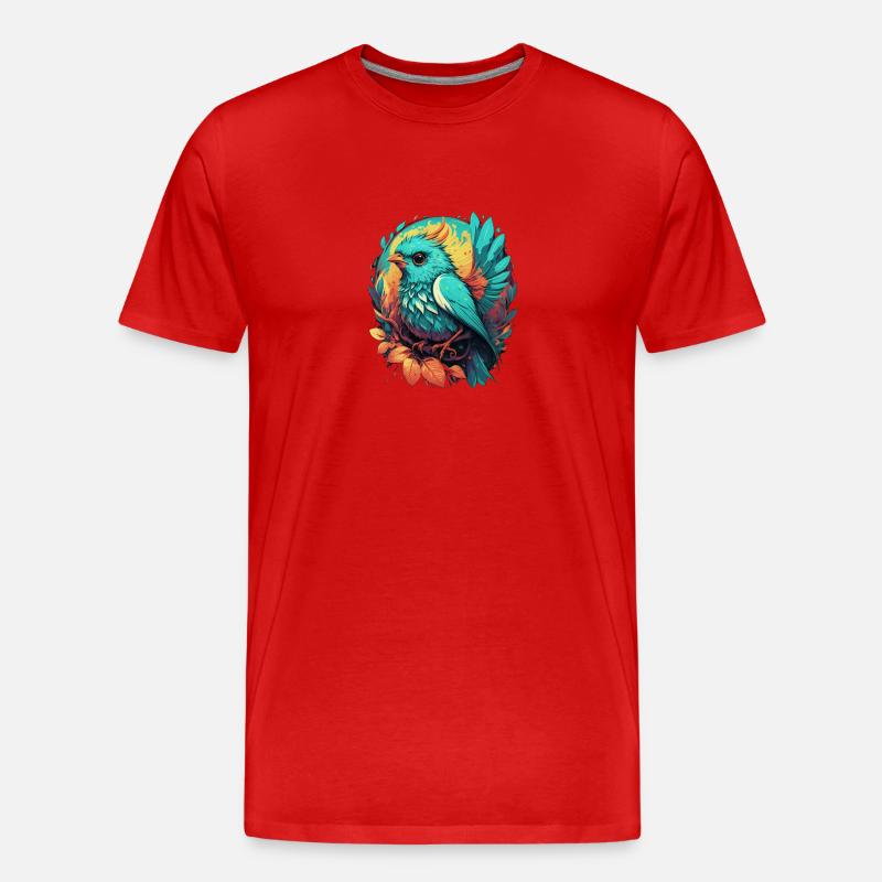 Blauer süßer gezeichneter Vogel - Männer Premium Bio T-Shirt - Rot