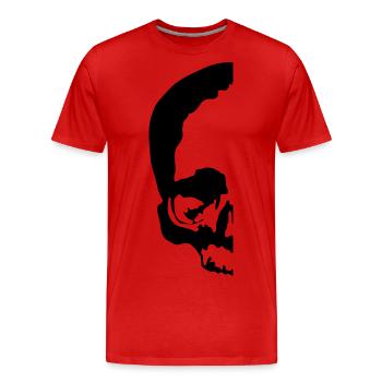 halber totenkopf / half skull - Männer Premium Bio T-Shirt - Rot - Vorne - Damien (186cm)