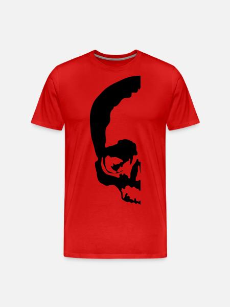 halber totenkopf / half skull - Männer Premium Bio T-Shirt - Rot