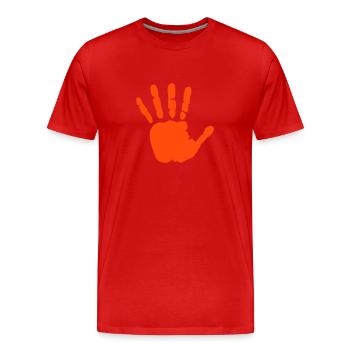 Hand - Männer Premium Bio T-Shirt - Rot - Vorne - Damien (186cm)