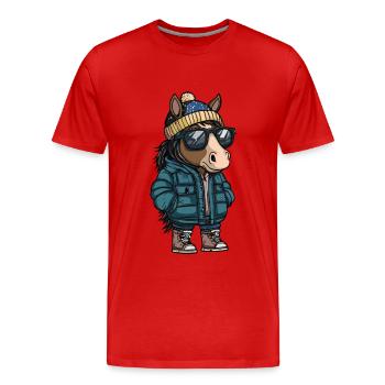 Cheval Hiver - T-shirt bio Premium Homme - rouge - Devant - Damien (186cm)