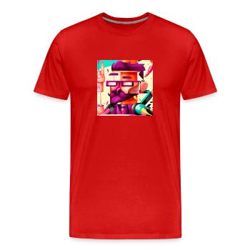 logo hipster - T-shirt bio Premium Homme - rouge - Devant - Damien (186cm)