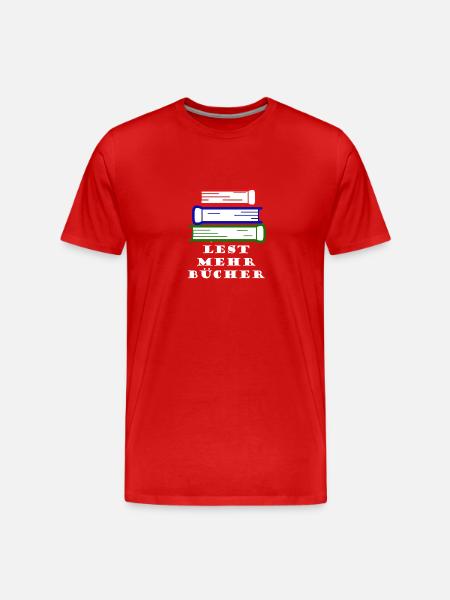 Lest mehr Bücher! - Männer Premium Bio T-Shirt - Rot