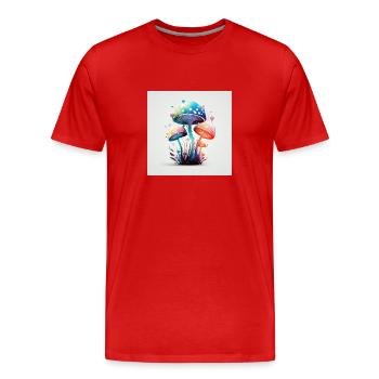 mushrooms 1 - Männer Premium Bio T-Shirt - Rot - Vorne - Damien (186cm)