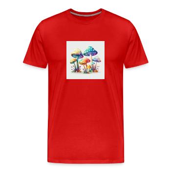 Mushrooms 2 - Männer Premium Bio T-Shirt - Rot - Vorne - Damien (186cm)