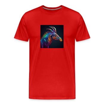 Farbige Kreatur, einzigartiges Design - Männer Premium Bio T-Shirt - Rot - Vorne - Damien (186cm)