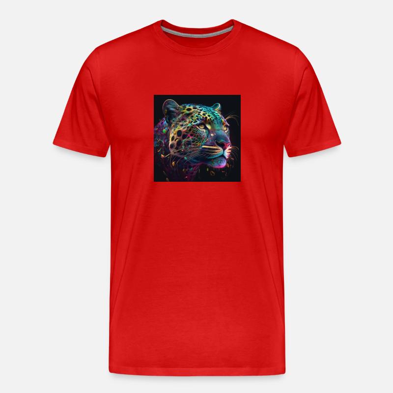 Farbiger Jaguar, einzigartiges Design - Männer Premium Bio T-Shirt - Rot