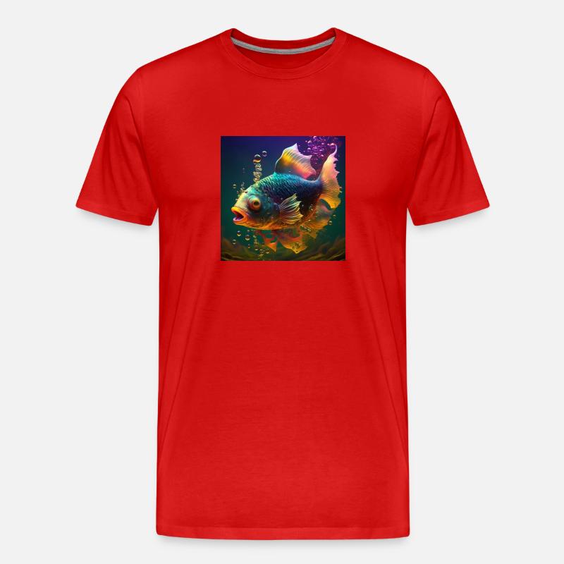 Farbiger Fisch, einzigartiges Design - Männer Premium Bio T-Shirt - Rot