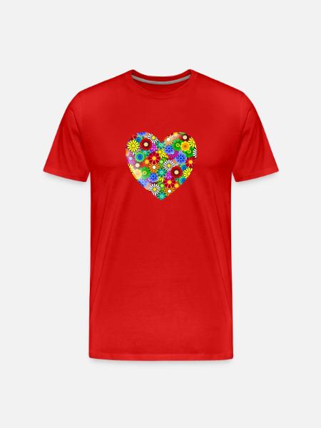 Flower Heart - Men's Premium Organic T-Shirt - red