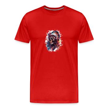 Crâne indien - T-shirt bio Premium Homme - rouge - Devant - Damien (186cm)