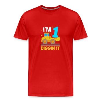 Baustelle Kindergeburtstag - Männer Premium Bio T-Shirt - Rot - Vorne - Damien (186cm)