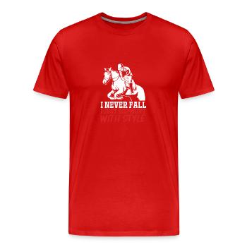 Saut d’obstacles Saut d’obstacles - T-shirt bio Premium Homme - rouge - Devant - Damien (186cm)
