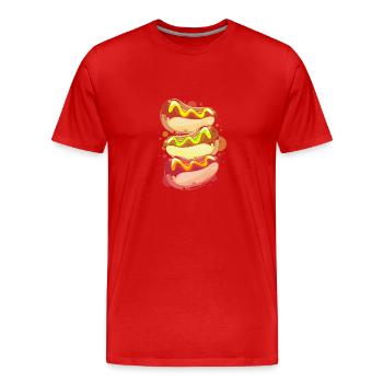 Hot Dog Imbiss - Männer Premium Bio T-Shirt - Rot - Vorne - Damien (186cm)
