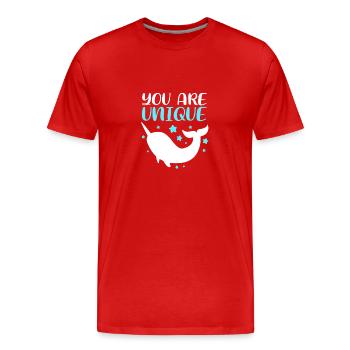 Narwal - Männer Premium Bio T-Shirt - Rot - Vorne - Damien (186cm)