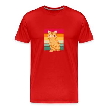 Tabby Cat - Men's Premium Organic T-Shirt - red - Front - Damien (186cm)