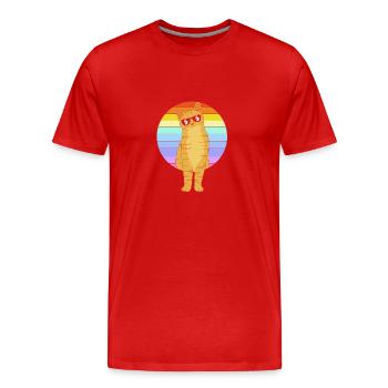 Chat tigré - T-shirt bio Premium Homme - rouge - Devant - Damien (186cm)