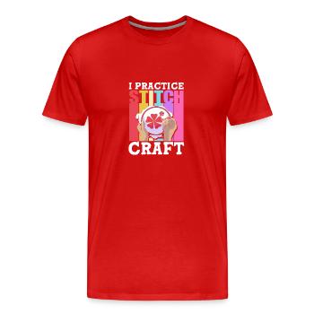 Cross Stitch - Men's Premium Organic T-Shirt - red - Front - Damien (186cm)