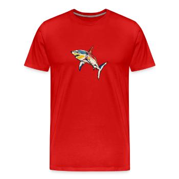 Peinture au trait de requin - T-shirt bio Premium Homme - rouge - Devant - Damien (186cm)
