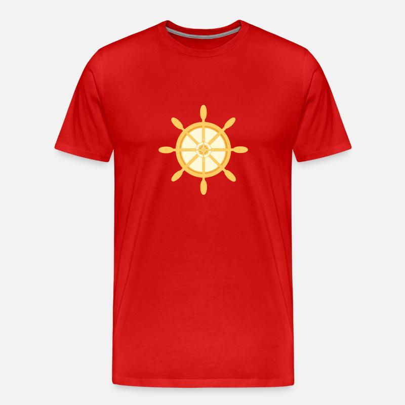 Schiffsrad Schiffssteuerrad mit Himmelsrichtungen - Männer Premium Bio T-Shirt - Rot