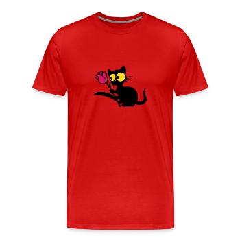 Georgie avec la tulipe - T-shirt bio Premium Homme - rouge - Devant - Damien (186cm)