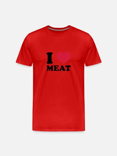 I Love Meat - Männer Premium Bio T-Shirt - Rot