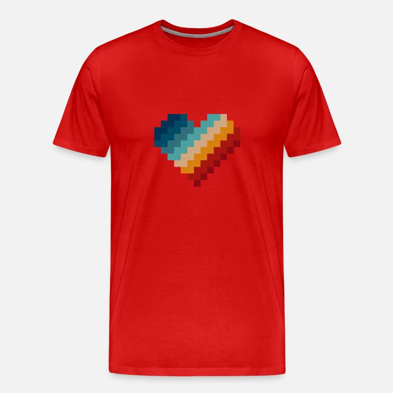 Retro Pixel Herz - Männer Premium Bio T-Shirt - Rot