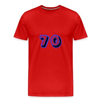 70. 70 ANS. 70e ANNIVERSAIRE. ANNIVERSAIRE 70 ANS. - T-shirt bio Premium Homme - rouge - Devant - Damien (186cm)